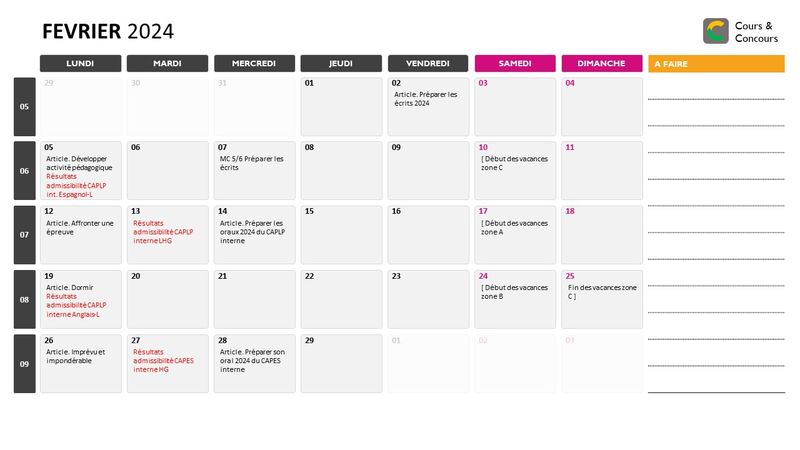 agenda février 2024