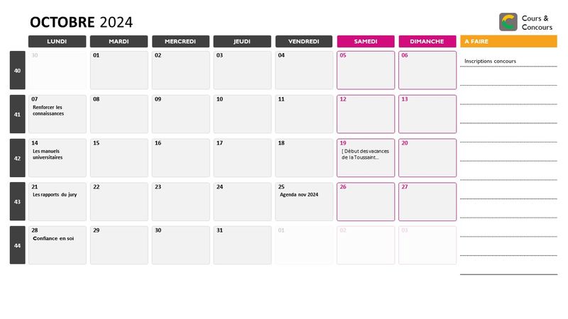 agenda octobre 2024