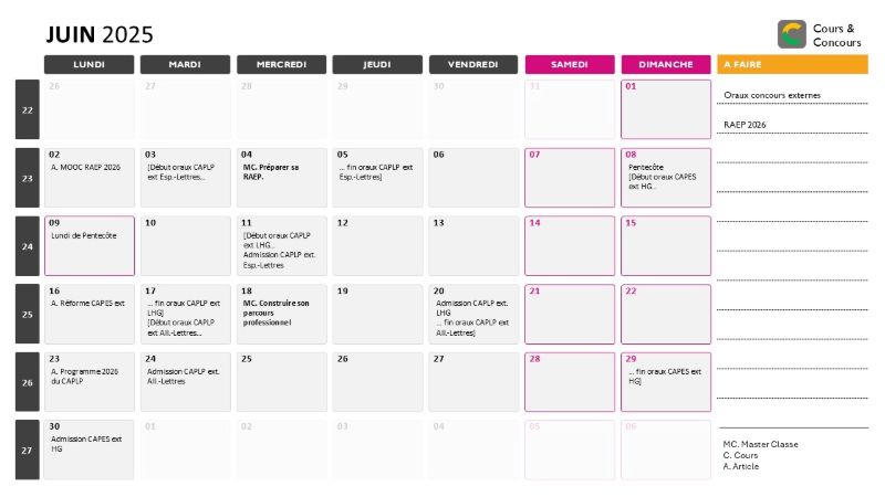 agenda juin 2025