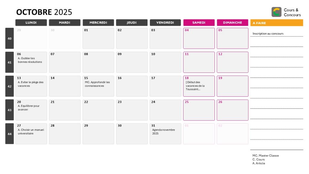 agenda octobre 2025